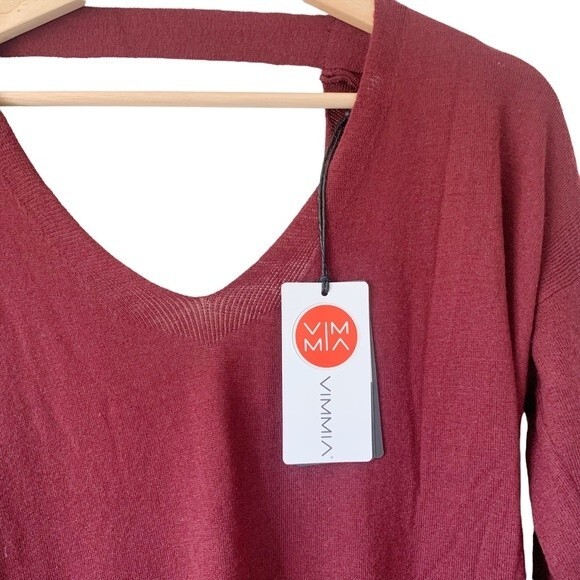 NWT Revolve Vimmia Burgundy Shavasana Twist V-neck Open Back Sweater Size L - Picture 9 of 12